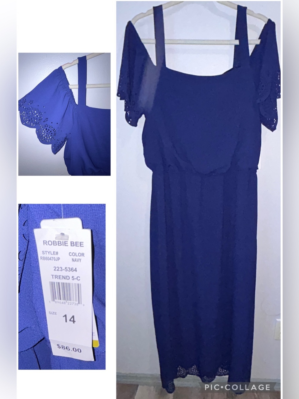 ROBBIE BEE Navy Maxi Dress sz 14. NWT